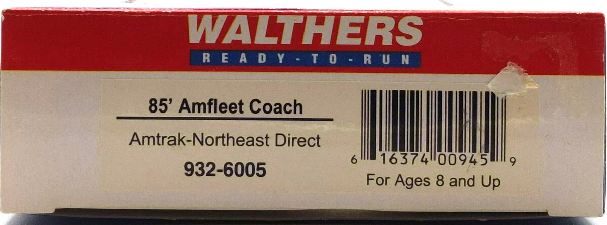 Walthers 932-6005 HO Amtrak-Northeast 85' Amfleet Coach LN/Box - Image 8