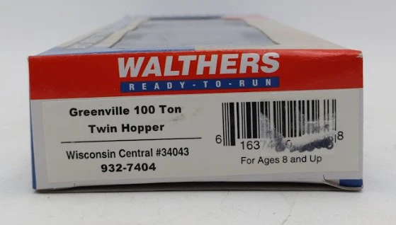 Walthers 932-7404 HO Wisconsin Central Greenville 100 Ton Twin Hopper #34043 LN/Box - Image 2