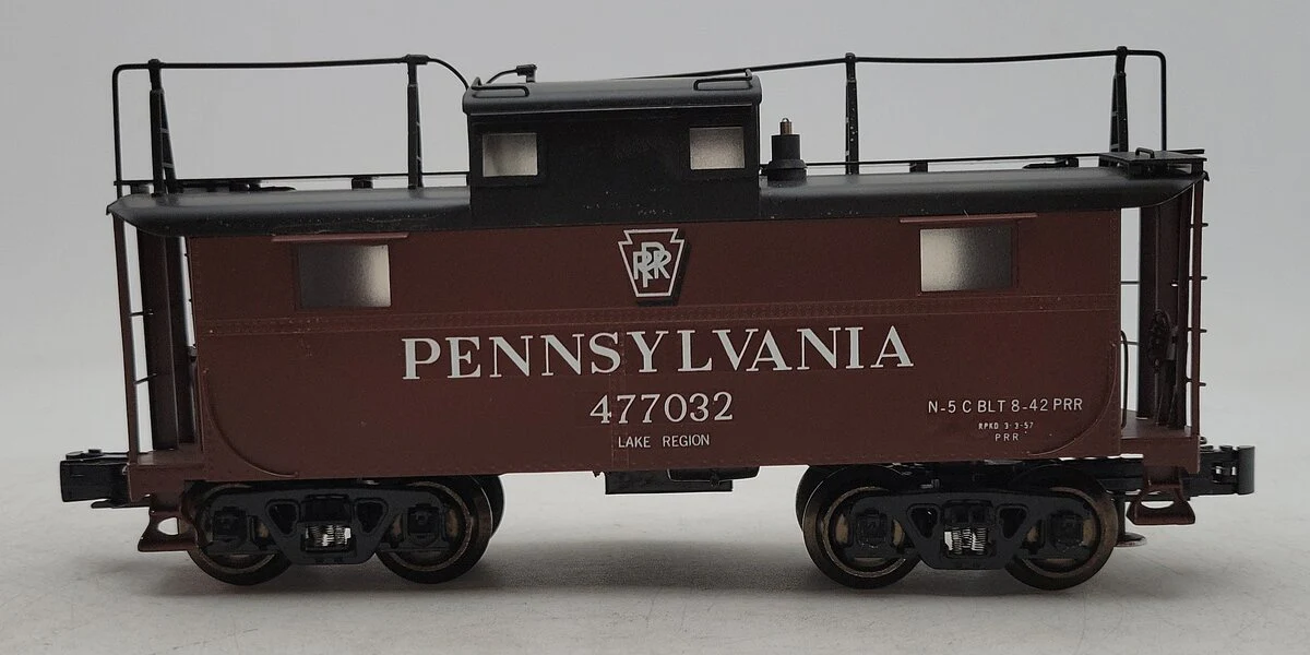 Williams 477032 O Gauge Brass Pennsylvania Lighted Caboose 3-Rail VG/Box - Image 2